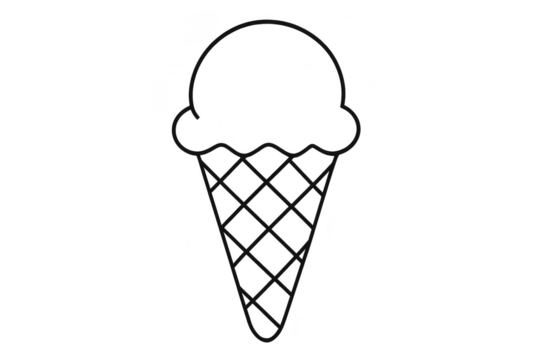 Hand drawn ice cream cone illustration, isolated on a transparent background.