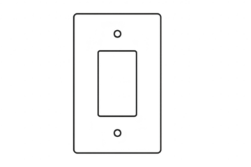 Isolated black outline of a toggle light switch plate on transparent background