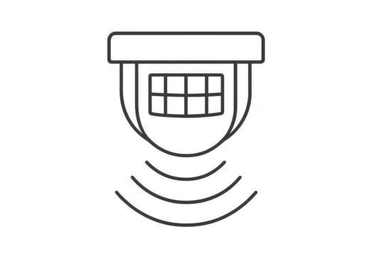 Isolated motion sensor icon, line art with transparent background, security sign