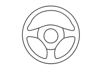 Steering wheel outline isolated on transparent background, automotive part