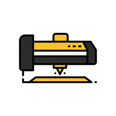 Obraz premium Vector art of flat design icon of a laser cutting machine