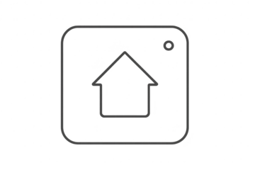 Outline of house icon on a rounded square isolated on transparent background