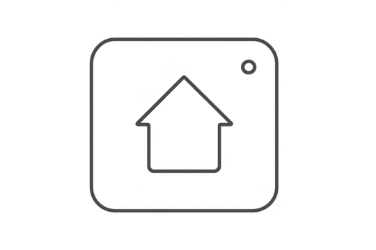 Outline of house icon on a rounded square isolated on transparent background - Powered by Adobe