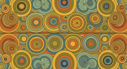 Fototapeta premium Retro Circular Design With Earthy Tones Seamless Backdrop