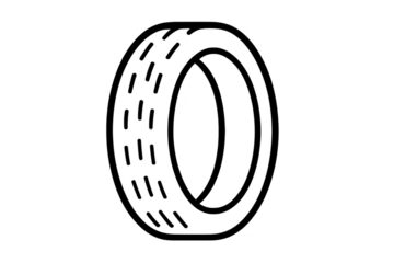 Isolated tire outline on transparent background, minimal design, vector graphic