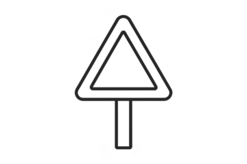 Outline of a simple triangle road sign on a transparent background, vector