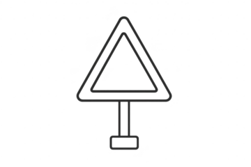 Outlined warning road sign isolated on transparent background for design use