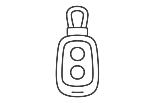 Abstract car key outline isolated on transparent background, modern design