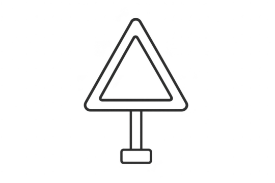 Outlined warning road sign isolated on transparent background for design use