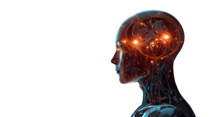 Artificial intelligence, futuristic machine learning technology, projects glowing digital brain. active mind demonstrates profound processing of data, an intricate network for advanced