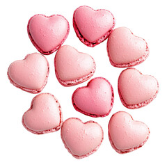 Fototapeta premium Pink heart shaped macarons isolated on transparent background