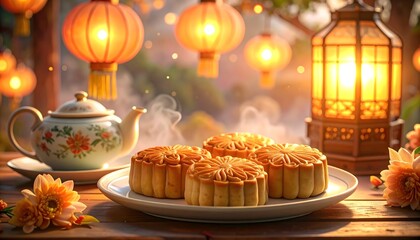 Mooncakes with Lanterns and Tea
