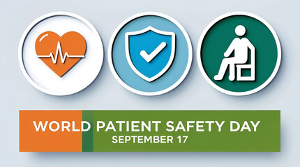 World patient safety day september 17 icons and text
