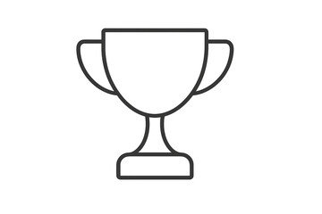 Simple line art trophy illustration on transparent background, achievement