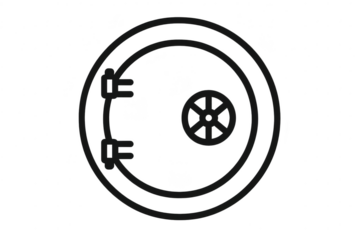 Simple circular vault door outline icon isolated on transparent background.