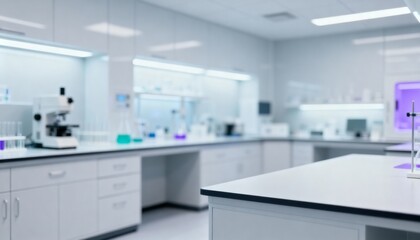 Fototapeta premium Bright Pharmaceutical Laboratory with Modern Equipment for Research and Development of Medical Solutions and Innovative Technologies