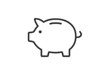 Obraz premium Piggy bank outline icon, ideal for savings, isolated on transparent background.