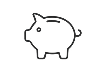 Fototapeta premium Outline icon of a piggy bank for savings and finance, isolated on transparent background