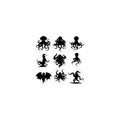 Set of silhouettes  octopus 