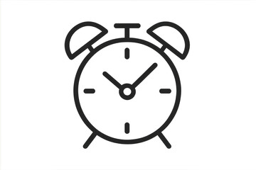 Minimalist outline alarm clock icon isolated on transparent background, clear