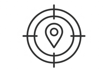 Target and location pin icon, precisely isolated on a transparent background