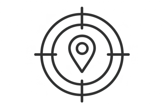 Target and location pin icon, precisely isolated on a transparent background