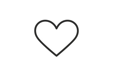 Minimalist dark gray heart outline symbol icon isolated on transparent background