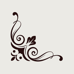 Elegant flourish design vector scalable eps decorative corner ornament illustration isolated on white background