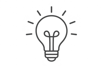 Light bulb icon symbol of idea and inspiration isolated on transparent background