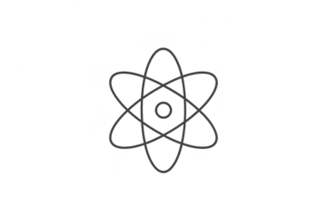 Stylized atom icon symbol isolated on transparent background, science