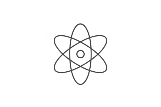 Stylized atom icon symbol isolated on transparent background, science - Powered by Adobe