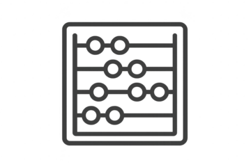 Abacus icon for math and calculation, isolated on transparent background