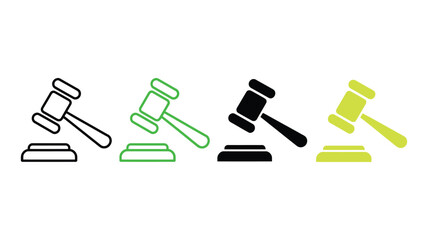 Obraz premium Vector Illustration of a gavel in different colors, a symbol of justice, law, and legal proceedings in a minimalist style