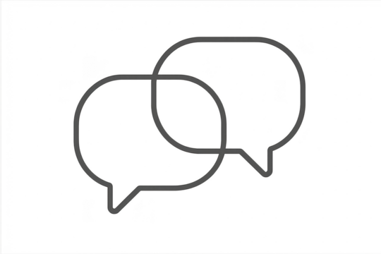 Two overlapping chat bubbles icon isolated on transparent background