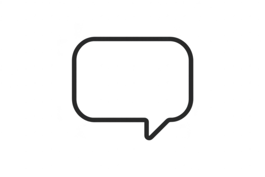 Simple dark gray outline speech bubble isolated on transparent background, icon - Powered by Adobe