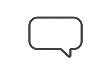 Minimalist grey chat bubble icon, isolated on a transparent background, communication symbol.