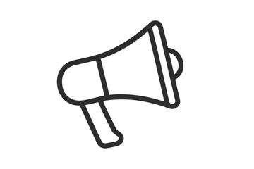 Megaphone outline icon isolated on transparent background, communication symbol