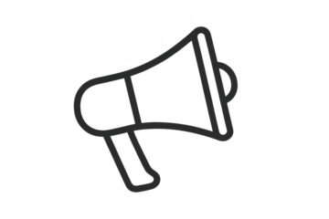 Megaphone outline icon isolated on transparent background, communication symbol