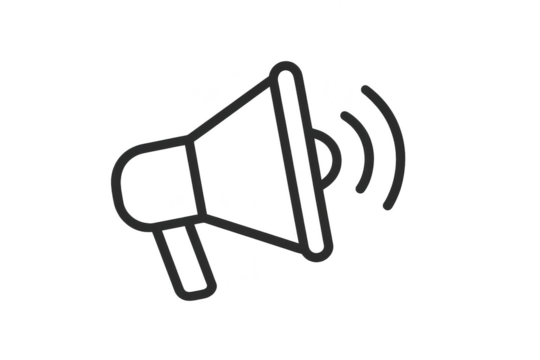 Megaphone icon with sound waves isolated on transparent background