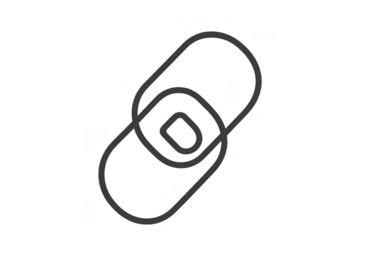 Stylized dark grey chain link icon isolated on transparent background, simple graphic illustration