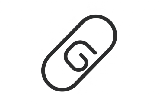 Simple gray paperclip icon isolated on transparent background, stationery item