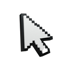 Pixelated computer mouse cursor arrow isolated on transparent background
