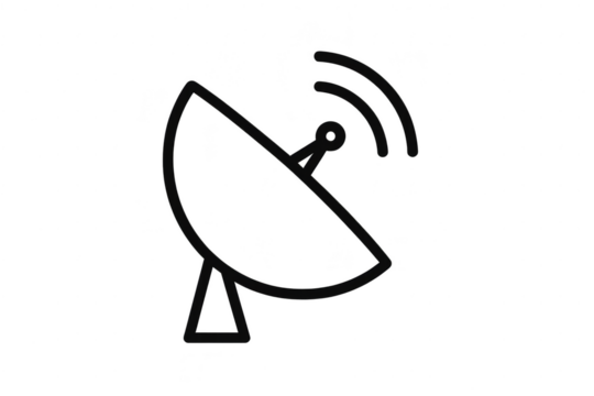 Simple satellite dish icon with signal, isolated on transparent background - Powered by Adobe