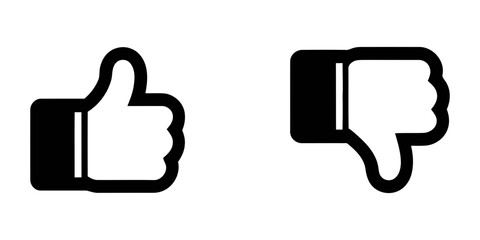 Thumbs up and thumbs down icons for approval and disapproval. thumb up and down icons © Designer Alam