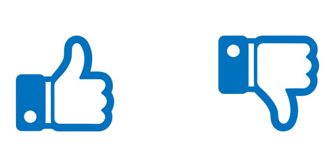 Thumbs up and thumbs down icons for approval and disapproval. thumb up like symbol