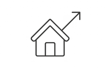 House price growth arrow isolated on transparent background, mortgage rates