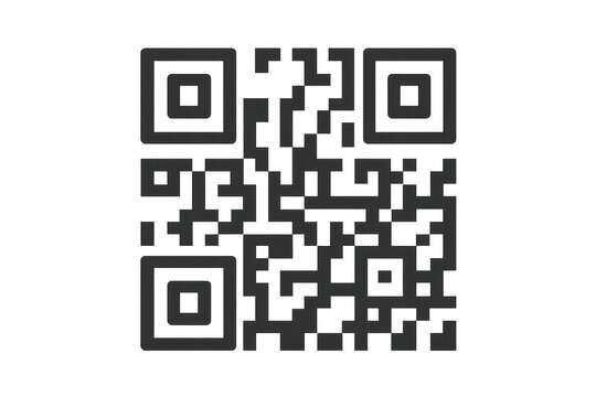 Black QR code isolated on transparent background, cutout, vector graphics