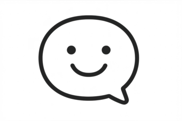 Smiling speech bubble icon isolated on transparent background, outline style