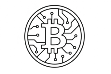 Line art Bitcoin symbol isolated on transparent background for web design