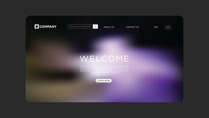 Modern welcome screen design with blurred abstract background and search bar for business websites